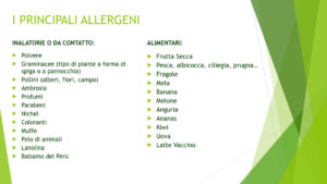 elenco dei principali allergeni